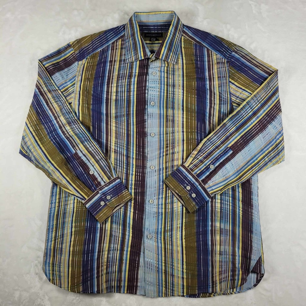 Vintage Jhane‎ Barnes Long Sleeve Button Up Shirt Men's XL Multicolor Textured